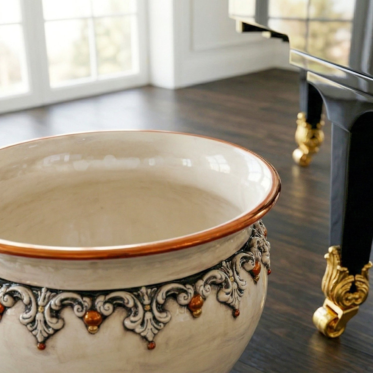 Cachepot in Ceramica di Caltagirone Ø 20/50 cm - Plastico Sofia, Madreperla Oro e Lustri