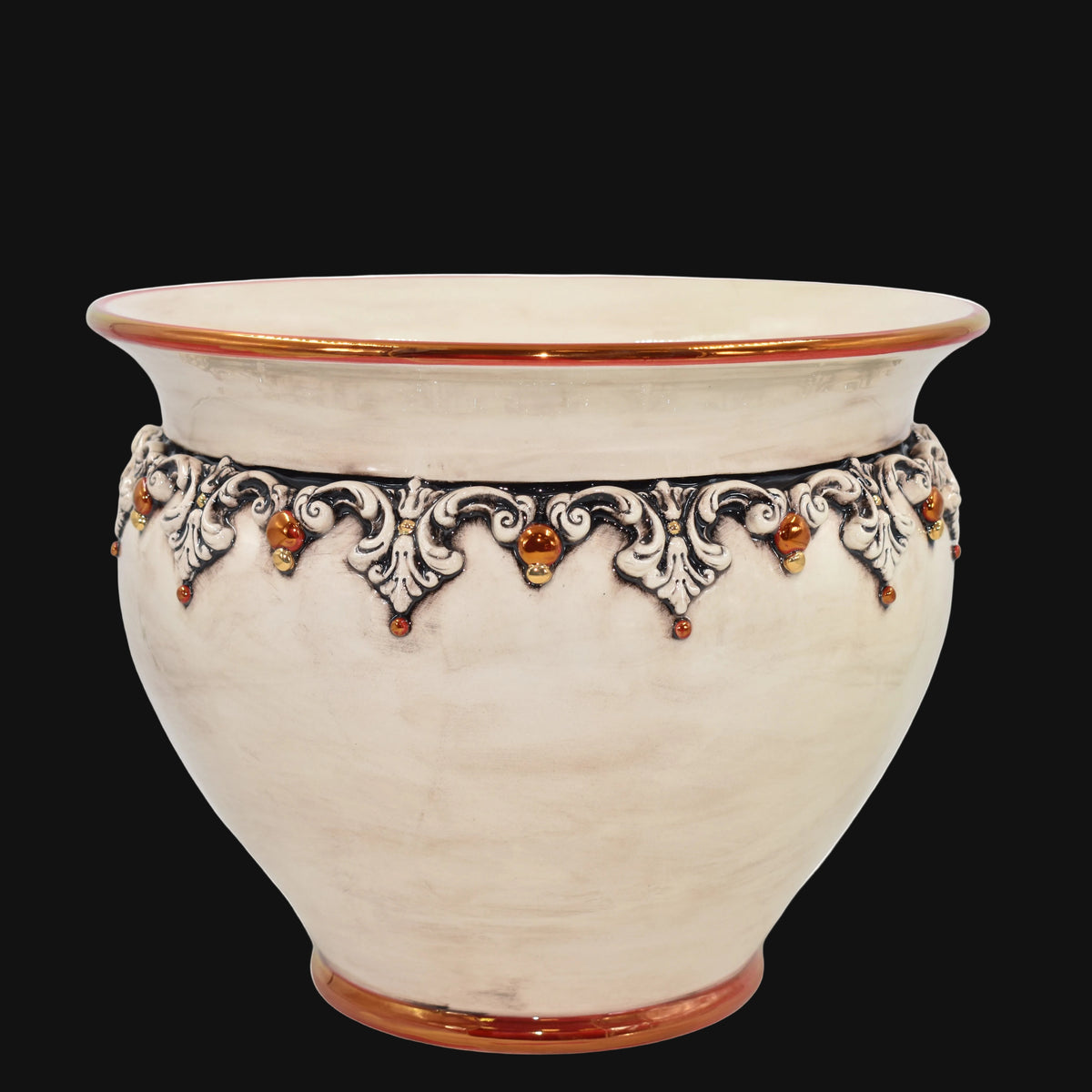 Cachepot in Ceramica di Caltagirone Ø 20/50 cm - Plastico Sofia, Madreperla Oro e Lustri
