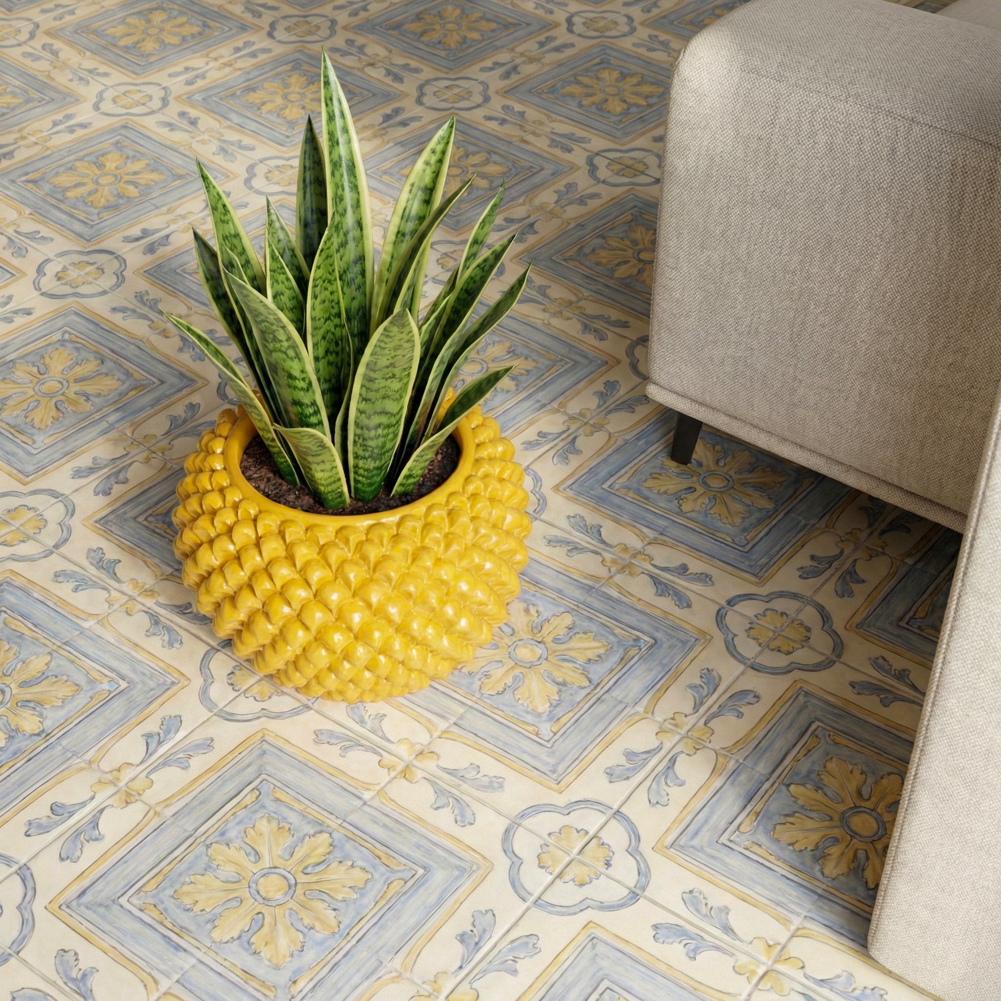 Cachepot a Pigna in Ceramica di Caltagirone — Senape