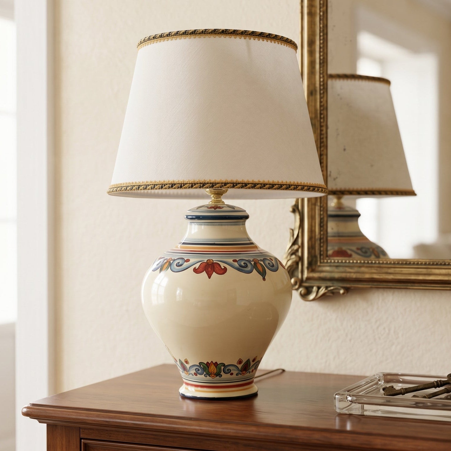 Lume Boccia in Ceramica di Caltagirone h 35 cm — Decoro Sicily
