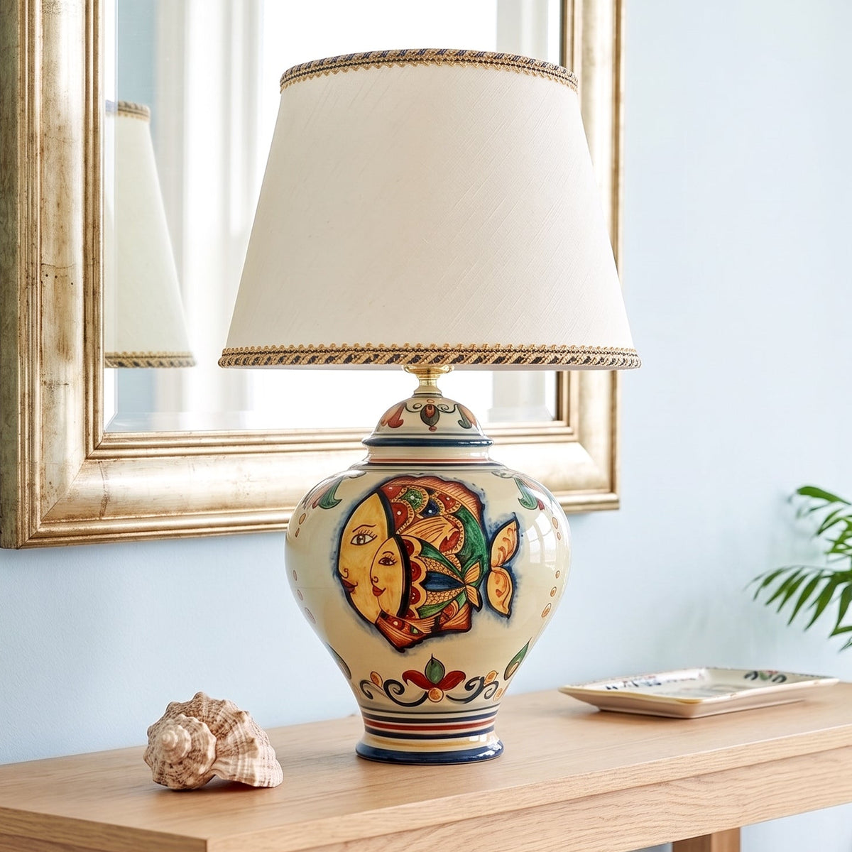 Lume Potiche in Ceramica di Caltagirone h 65 cm - Decoro Pesci