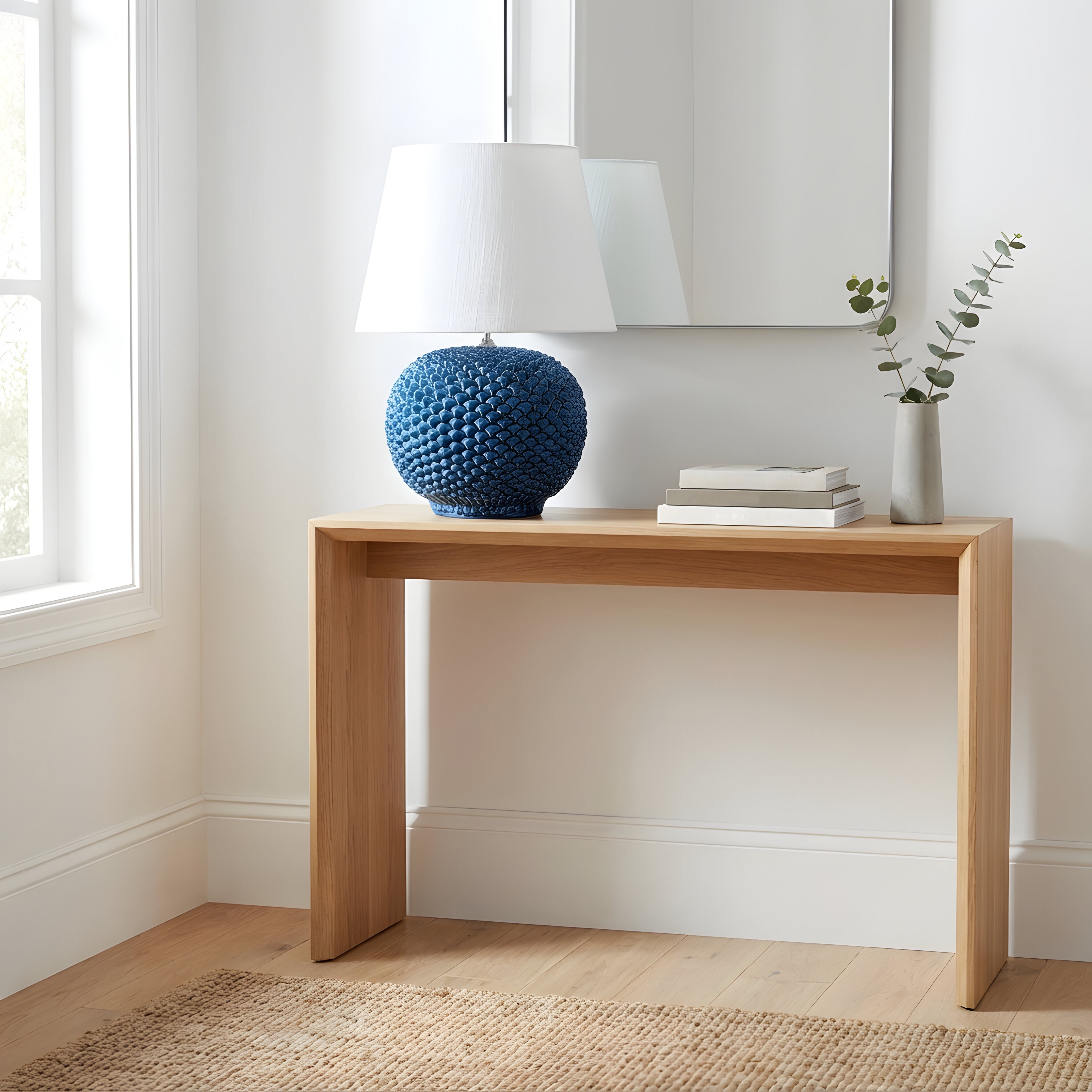 Lume palla a pigna moderno h 30 cm, h 60 con paralume in ceramica artistica di Caltagirone