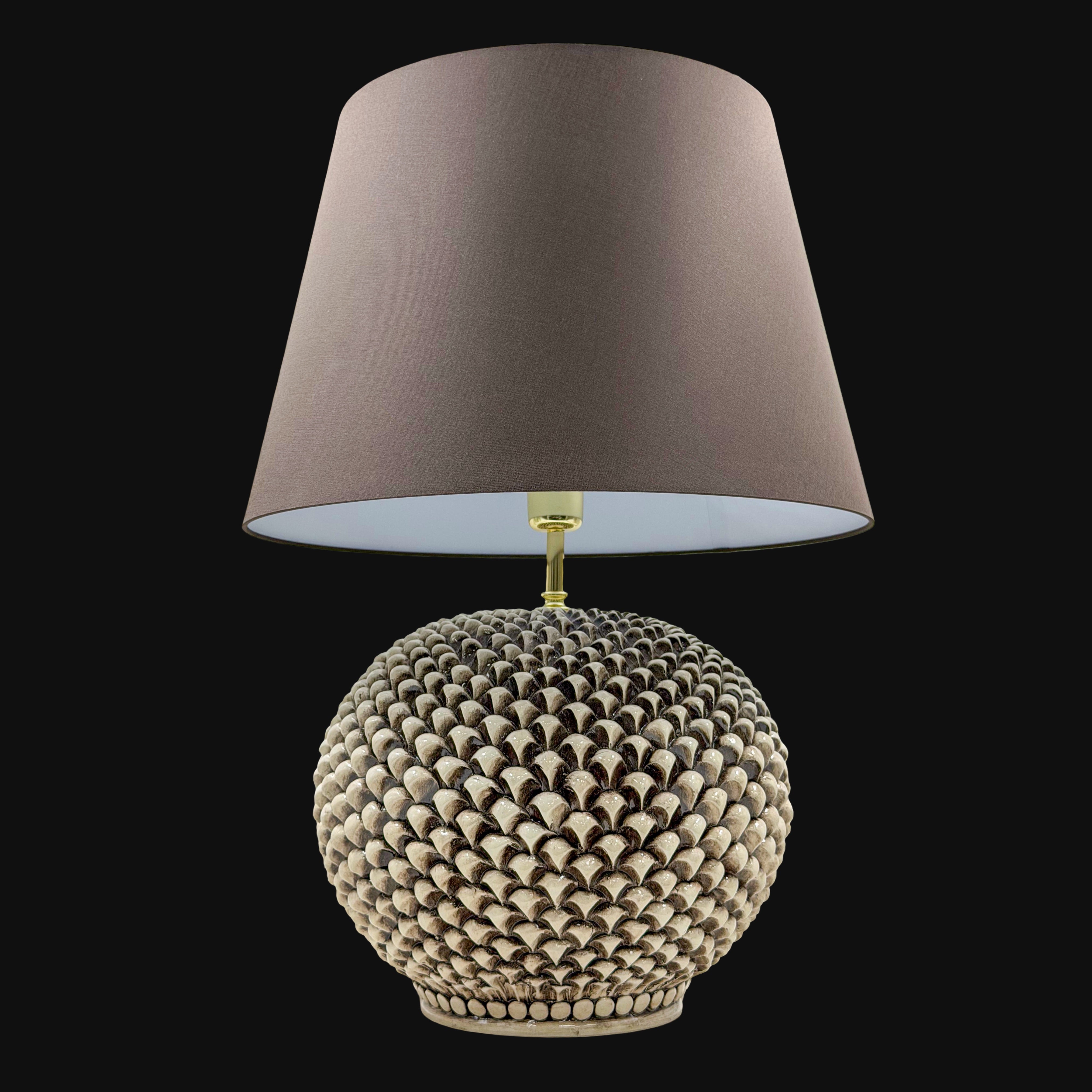 Lume palla a pigna in ceramica diverse misure, Decoro in Madreperla Antichizzato