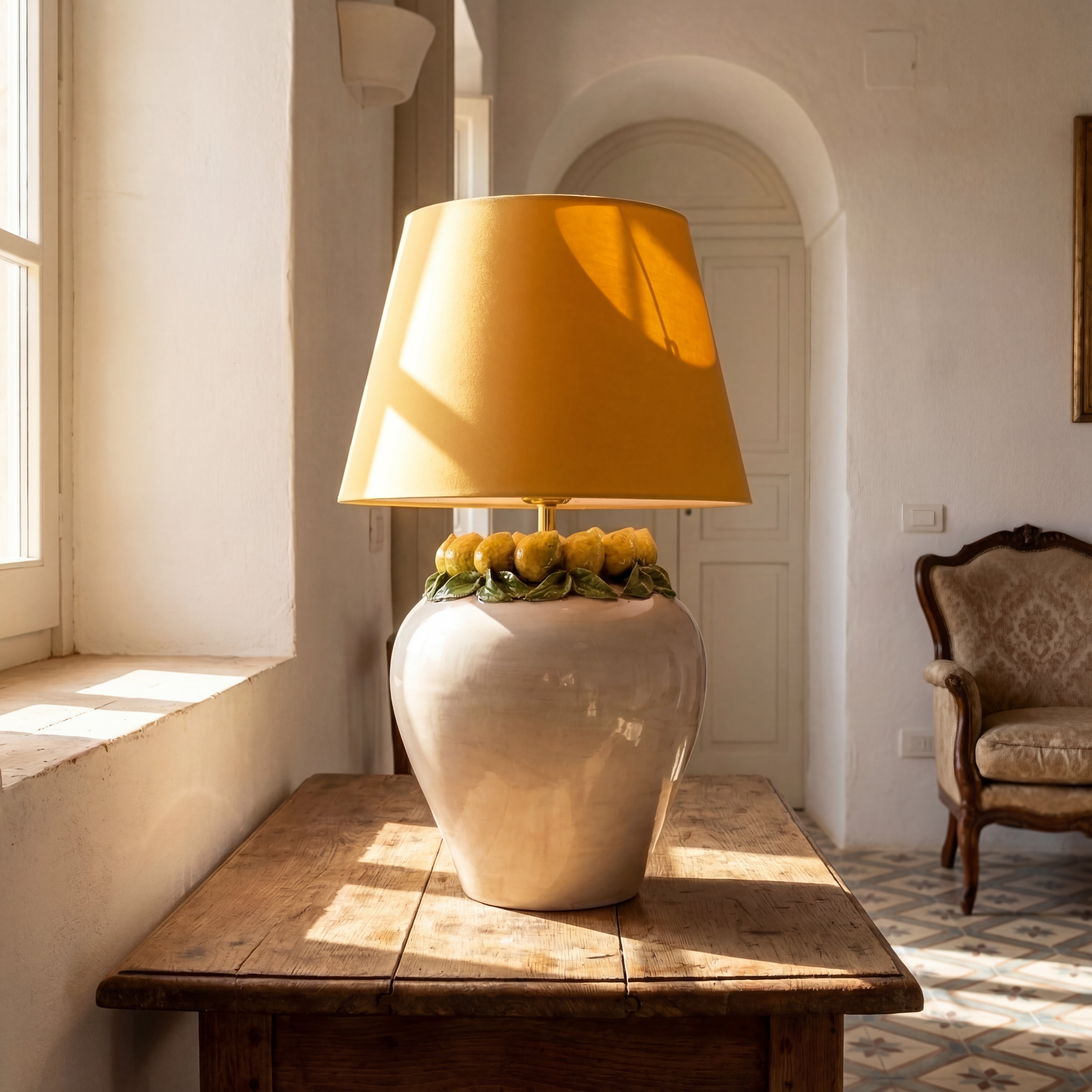 Lume Boccia in Ceramica di Caltagirone h 27 cm — Limoni Siciliani