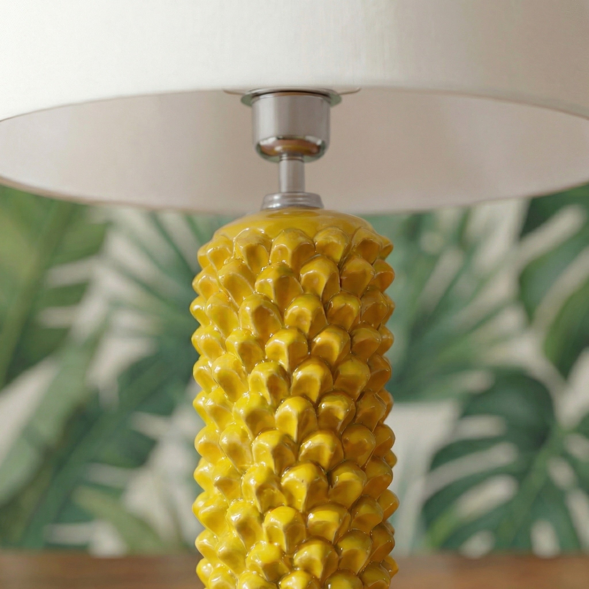 Lámpara Piña Italiana H 60 cm, Mostaza – Cerámica italiana de Caltagirone, Sicilia