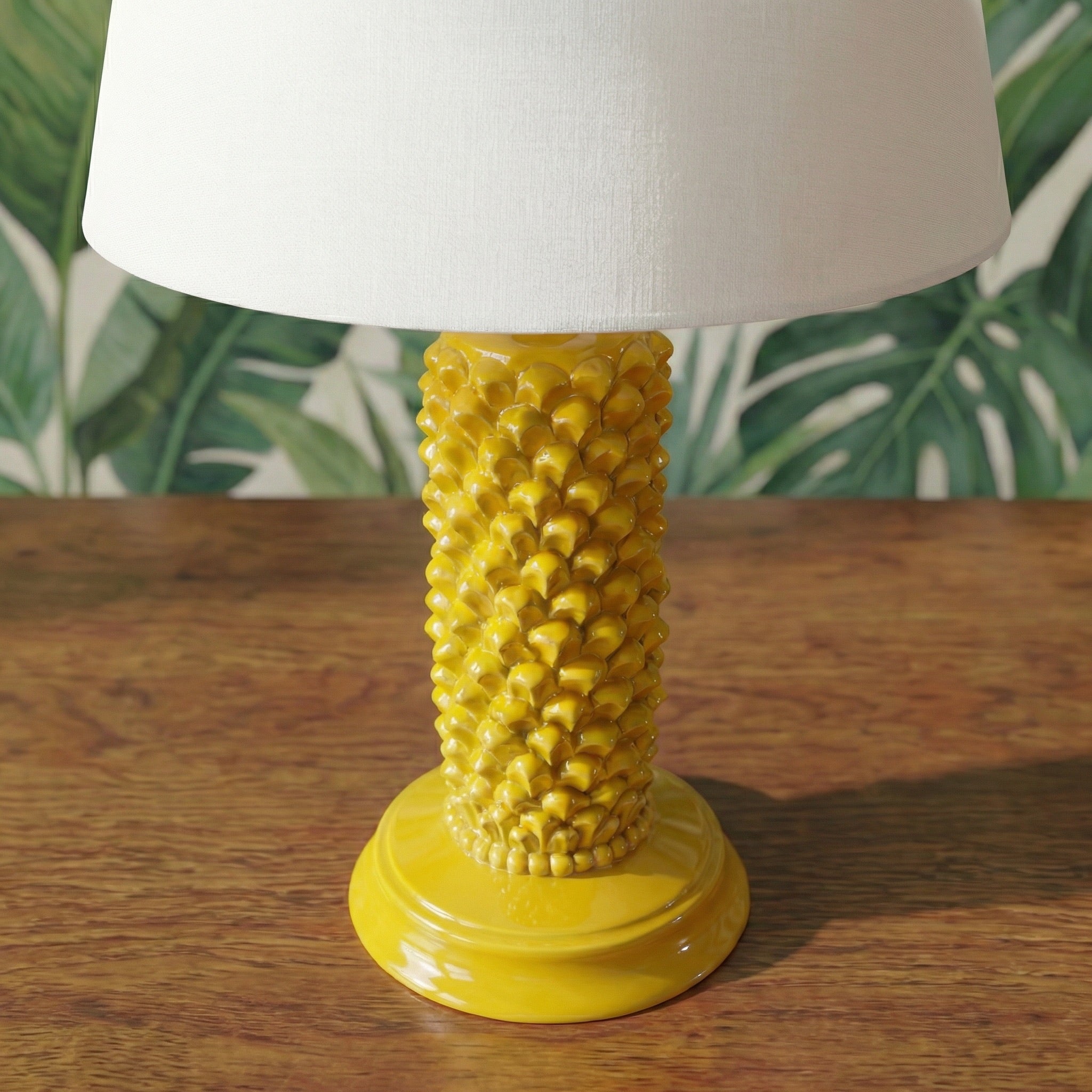 Lámpara Piña Italiana H 60 cm, Mostaza – Cerámica italiana de Caltagirone, Sicilia