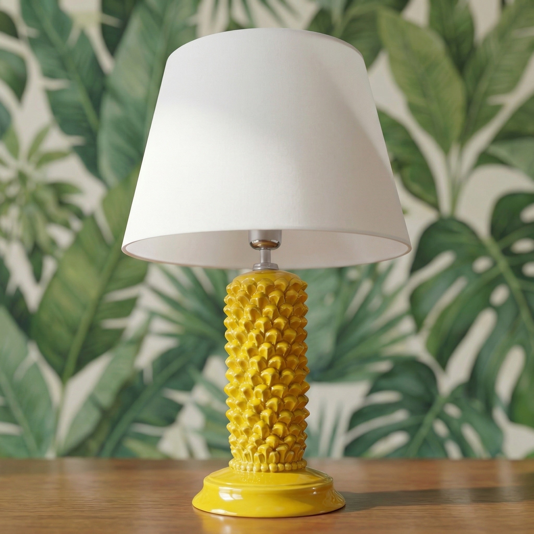 Lume pigna cilindro h 60 Senape in ceramica di Caltagirone