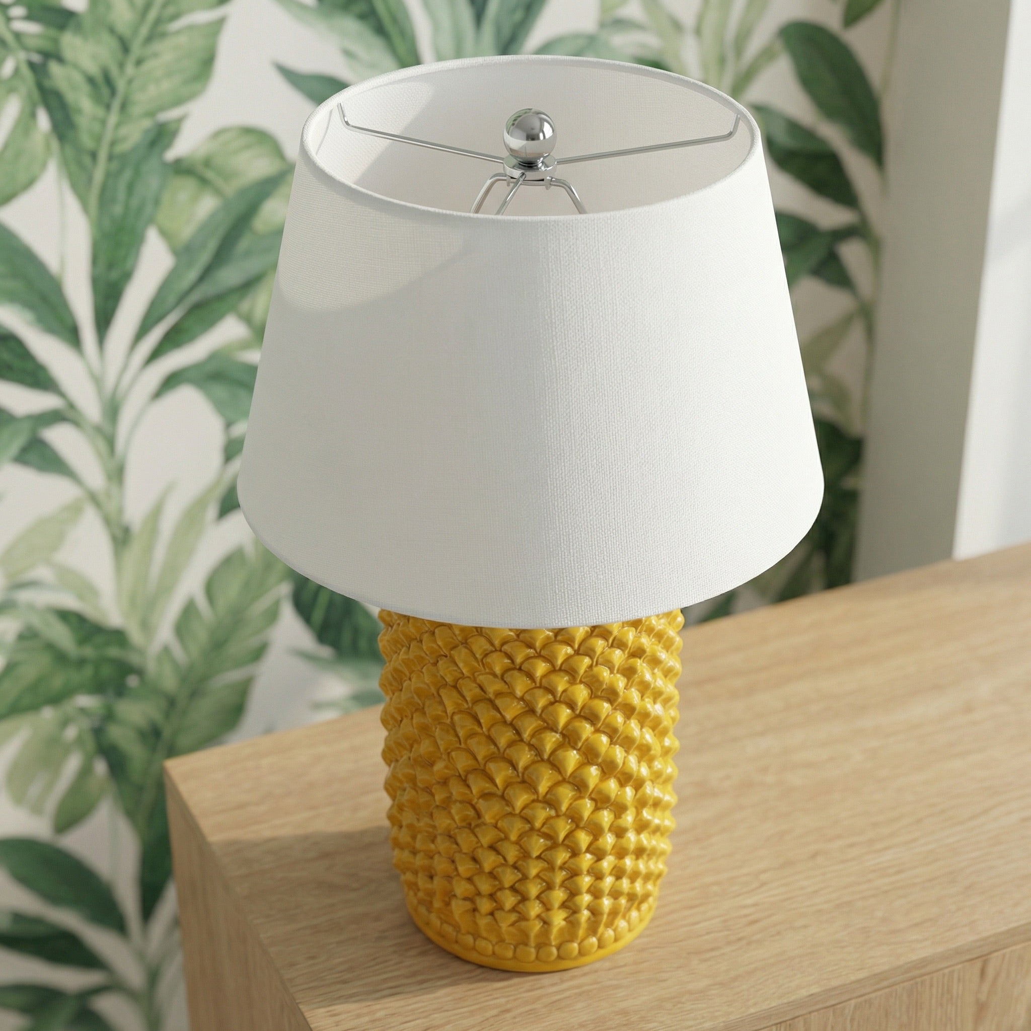 Lámpara Piña Italiana H 60 cm, Mostaza – Cerámica italiana de Caltagirone, Sicilia