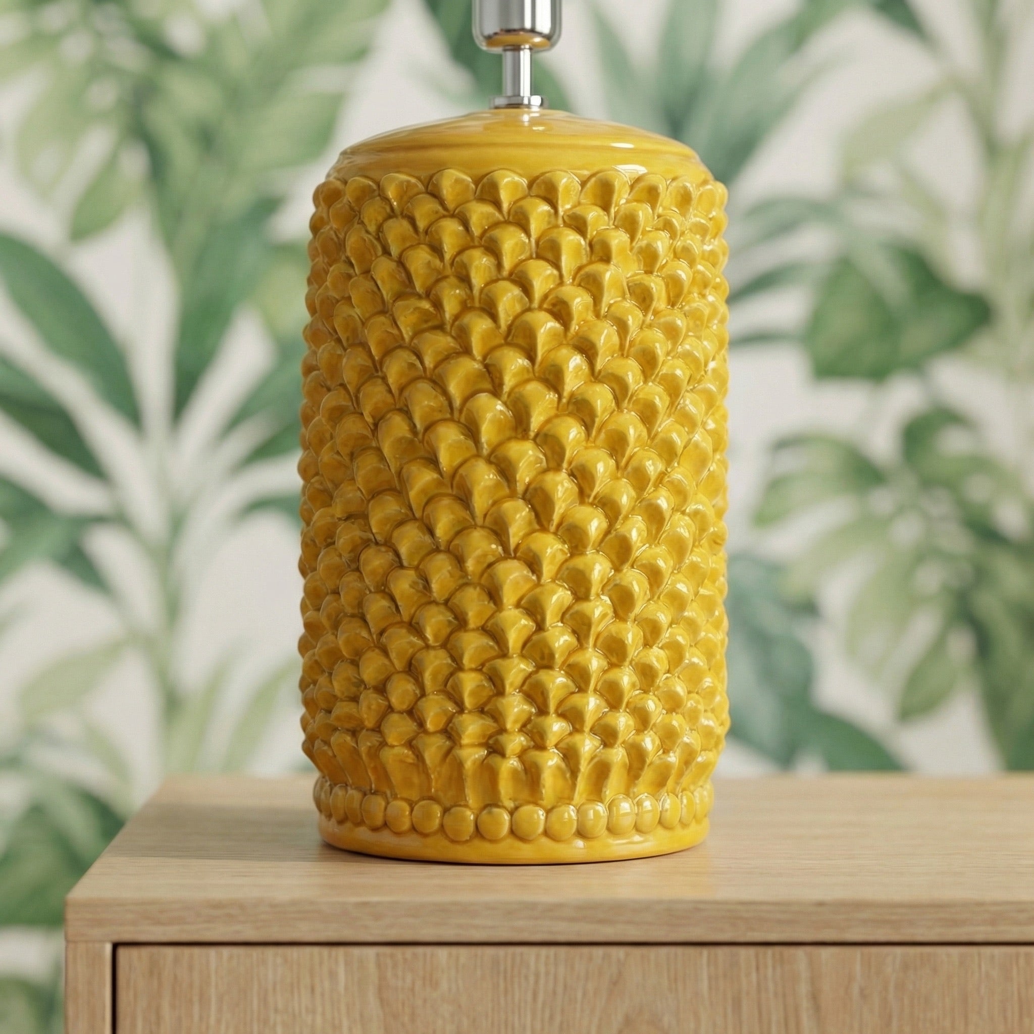 Lámpara Piña Italiana H 60 cm, Mostaza – Cerámica italiana de Caltagirone, Sicilia