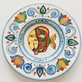 Piatto Cappello Prete in Ceramica di Caltagirone - Decoro Pesci