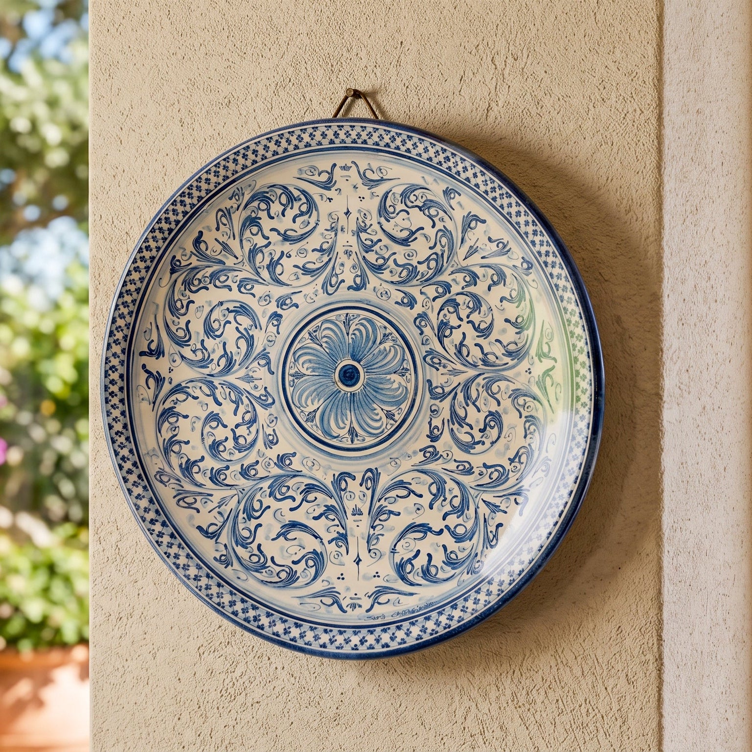 Piatto Ornamentale in Ceramica di Caltagirone - Mono Blu, Serie d'Arte