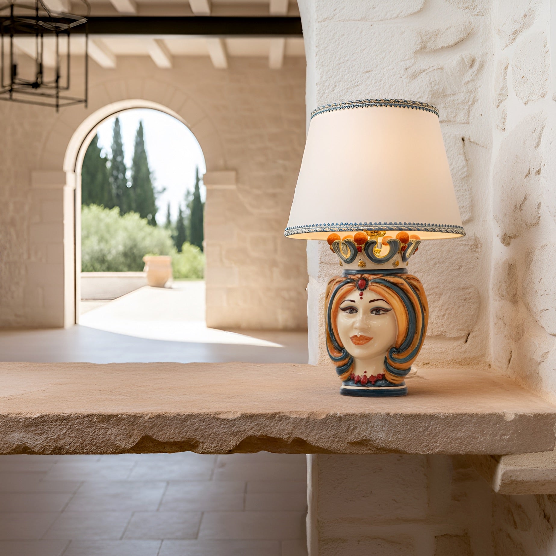 Testa h 25 turbante decoro sicily - Ceramiche di Caltagirone Sofia