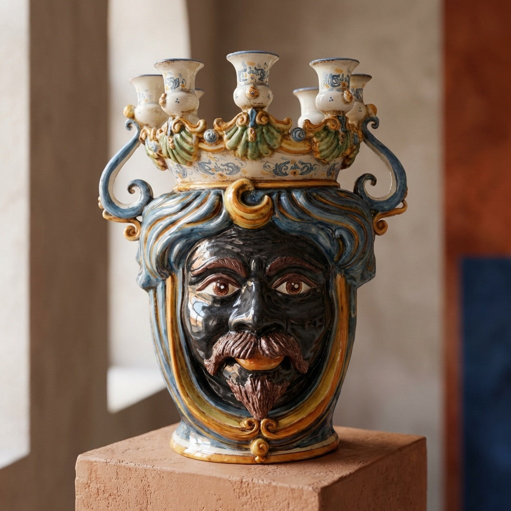 Testa a candeliere h 40 blu e arancio maschio moro