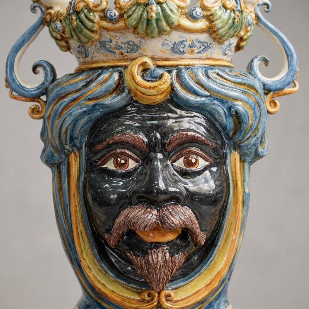 Testa a candeliere h 40 blu e arancio maschio moro