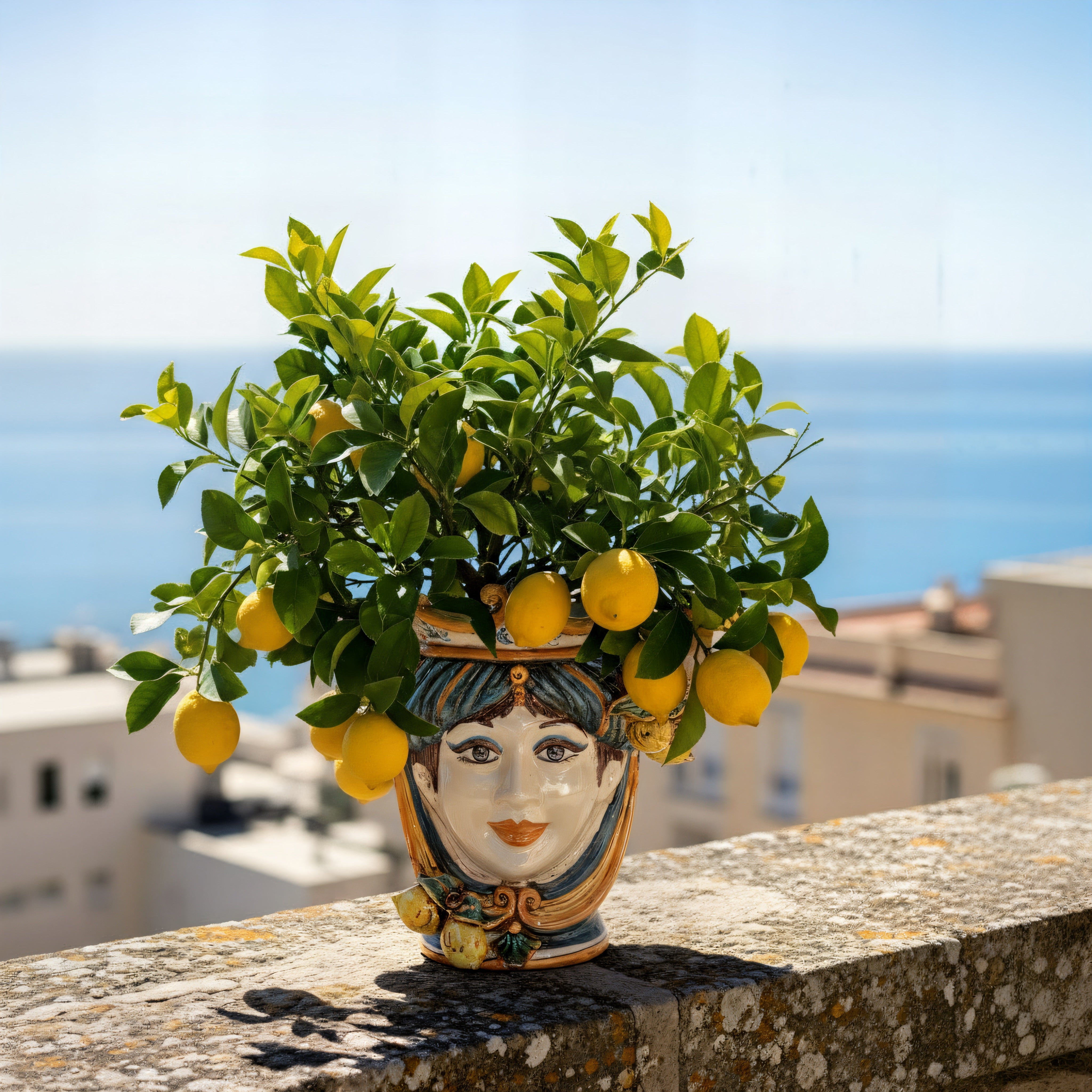 Testa h 25 cm limoni blu e arancio femmina