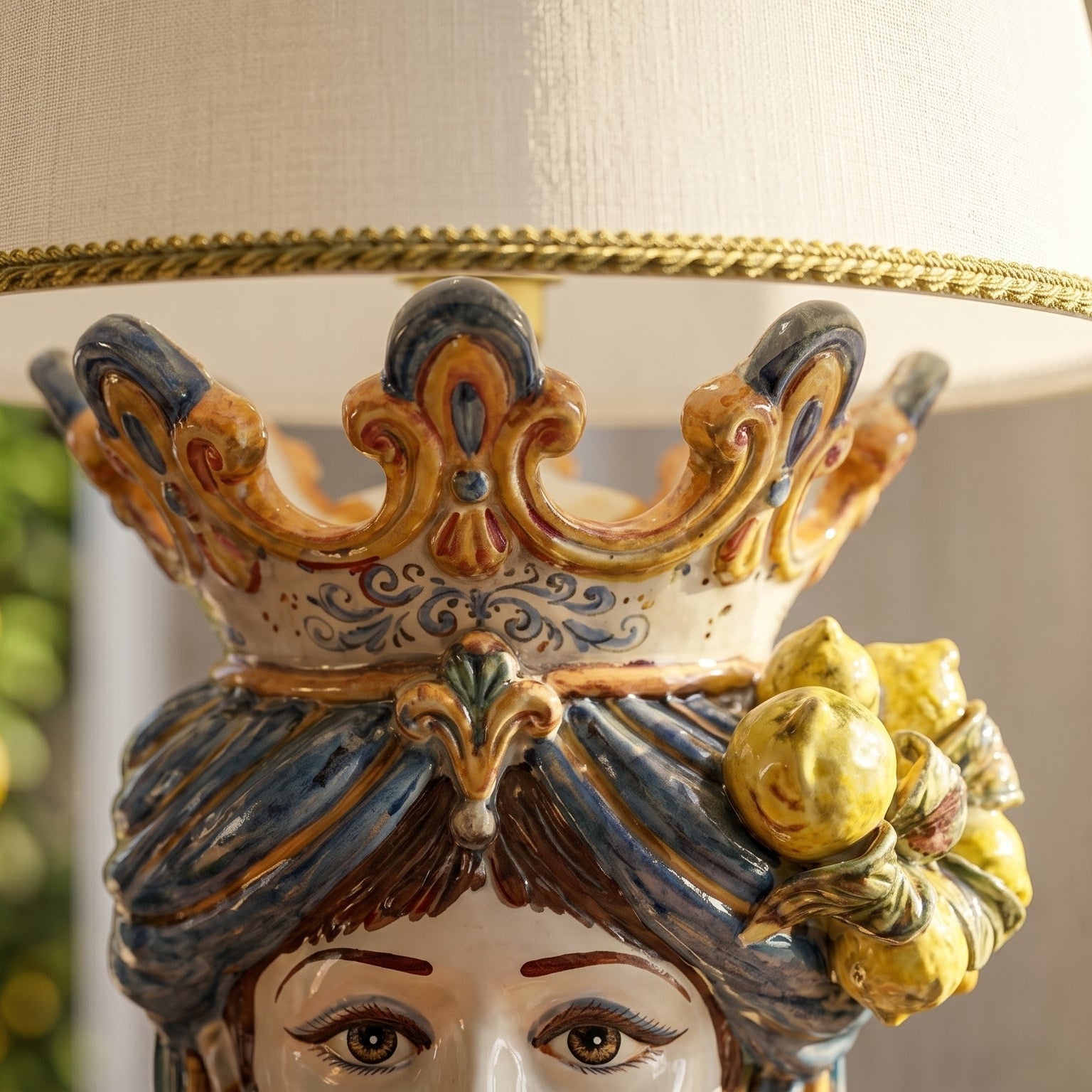 Lume a testa h 70 cm limoni blu e arancio donna
