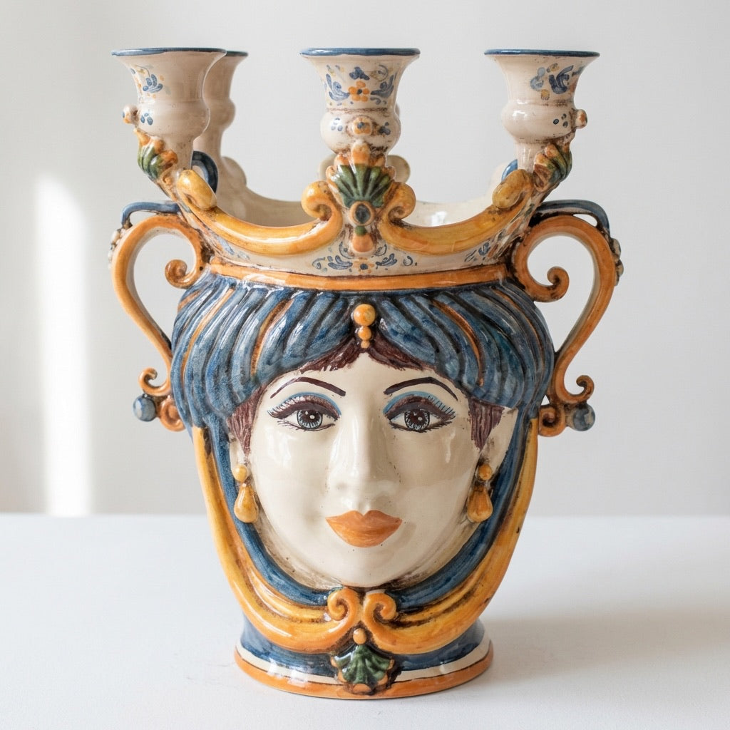 Testa h 25 a candeliere blu e arancio donna