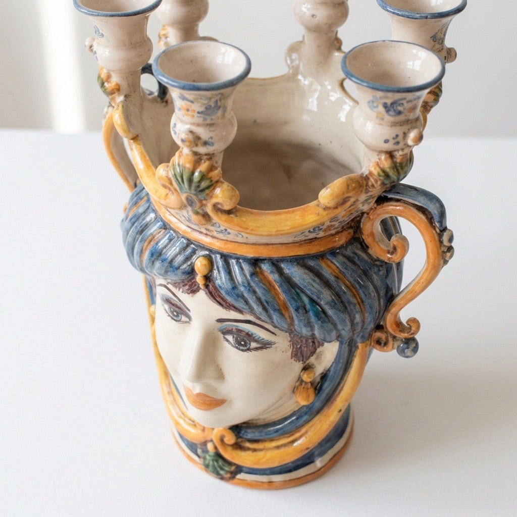 Testa h 25 a candeliere blu e arancio donna