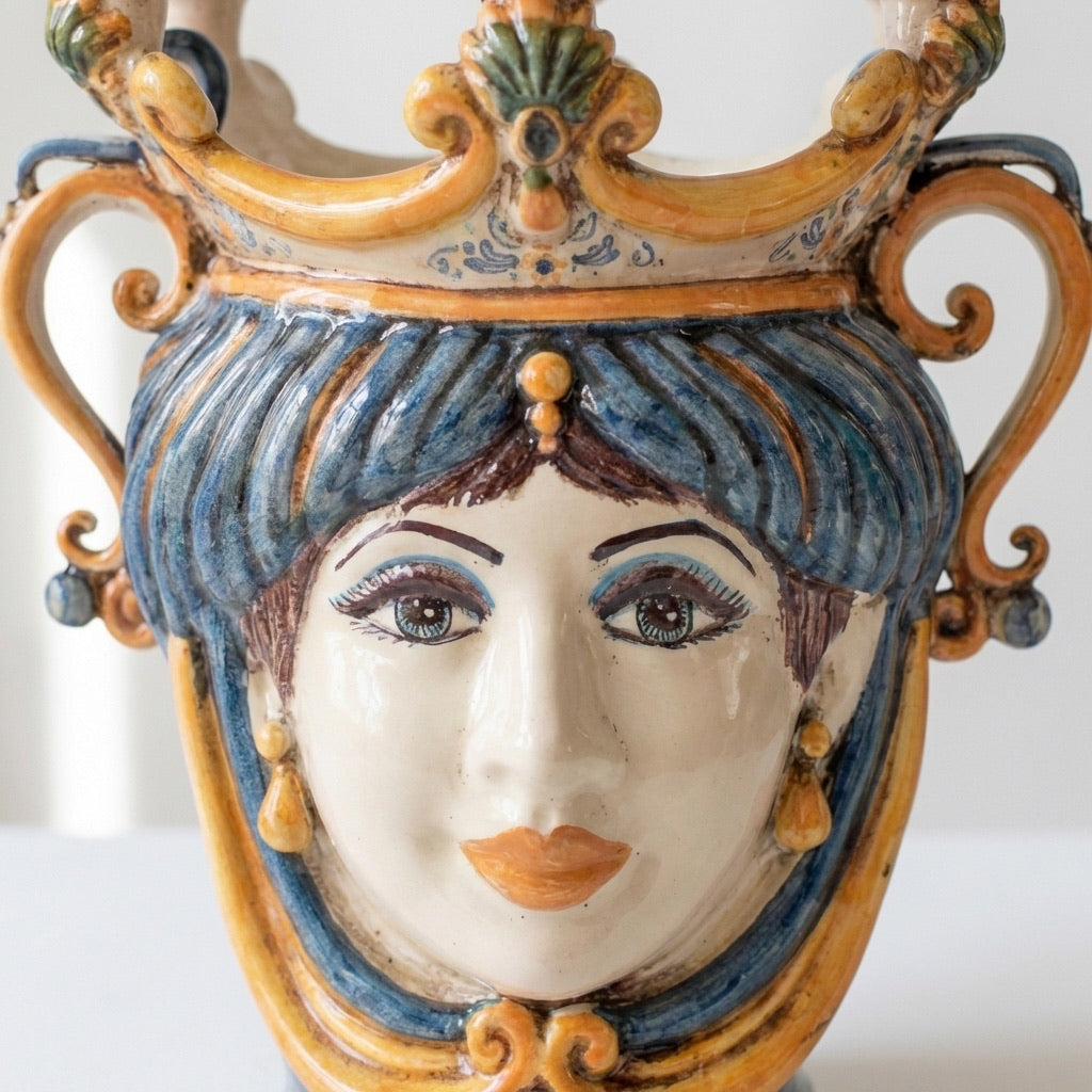 Testa h 25 a candeliere blu e arancio donna