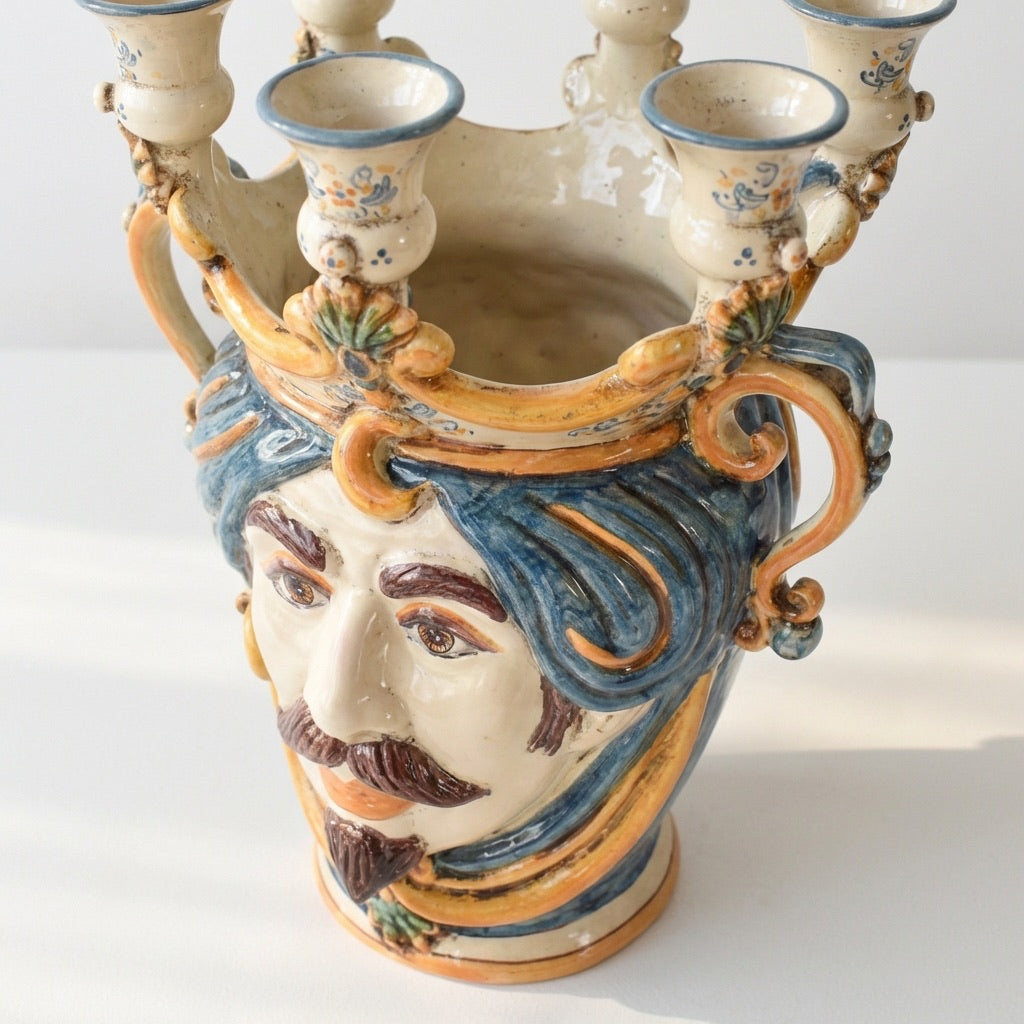 Testa h 25 a candeliere blu e arancio maschio bianco