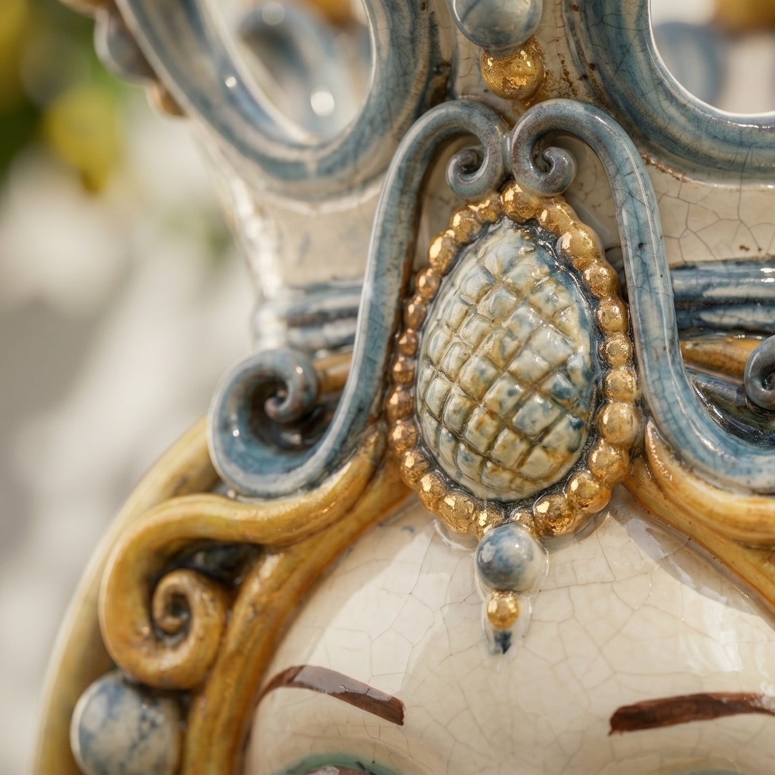 Testa h 38 in blu e arancio femmina - Ceramiche Di Caltagirone Sofia