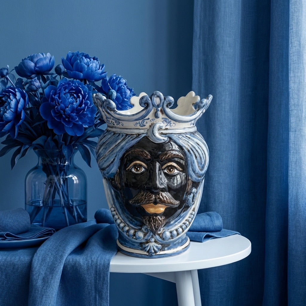 Testa h 25 c/perline mono blu maschio moro