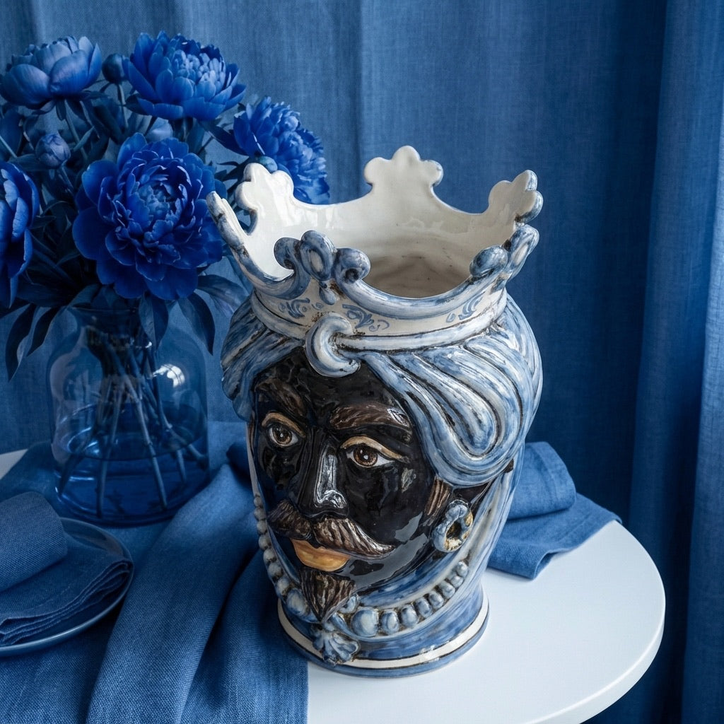 Testa h 25 c/perline mono blu maschio moro