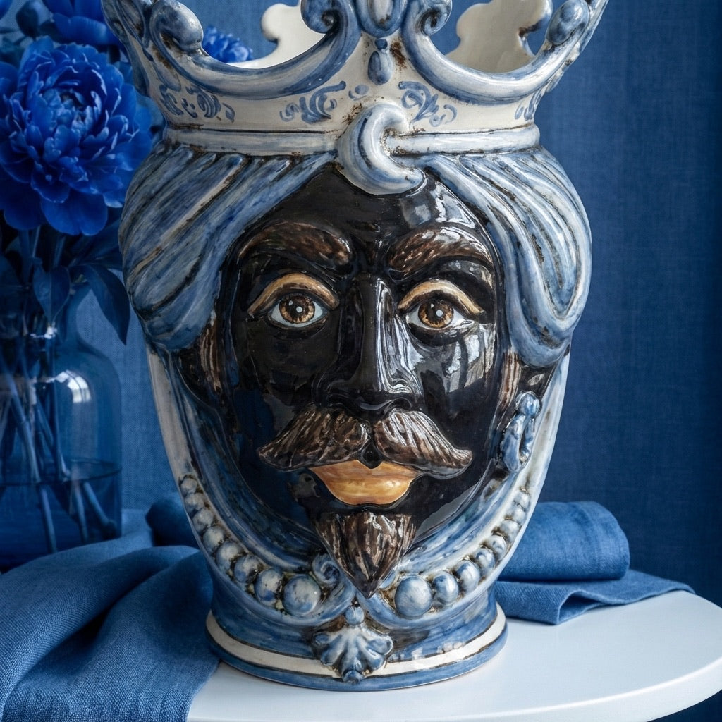 Testa h 25 c/perline mono blu maschio moro