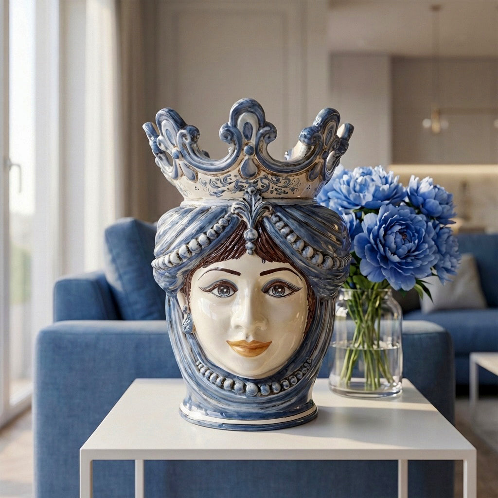 Testa h 40 c/perline mono blu femmina