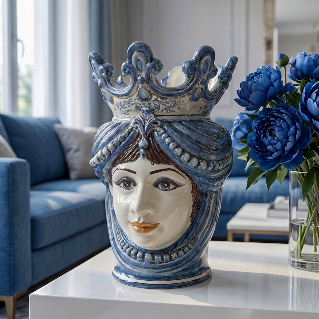 Testa h 40 c/perline mono blu femmina