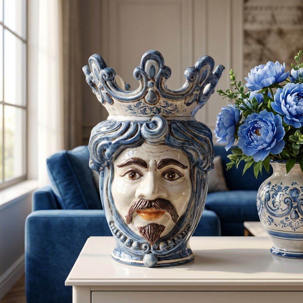 Testa h 40 c/perline mono blu maschio bianco