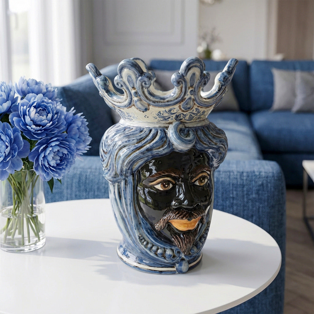 Testa h 40 c/perline mono blu maschio moro