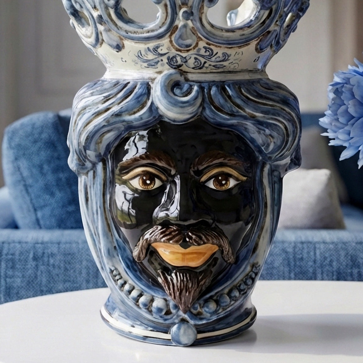 Testa h 40 c/perline mono blu maschio moro