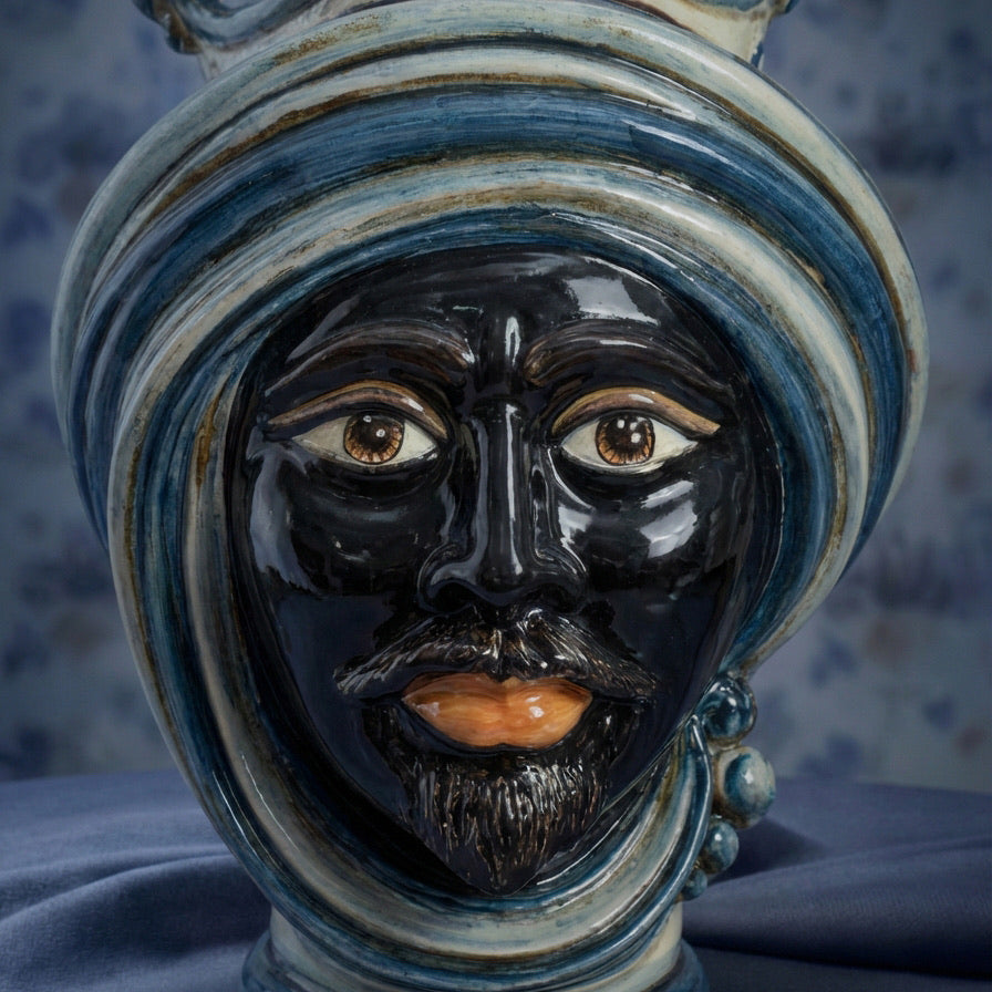 Testa h 30 in mono blu maschio moro