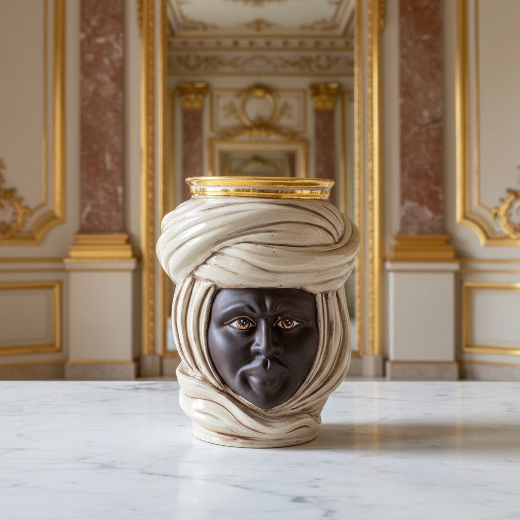 Testa Tuareg h 20 cm — Uomo, Madreperla | Ceramica Caltagirone