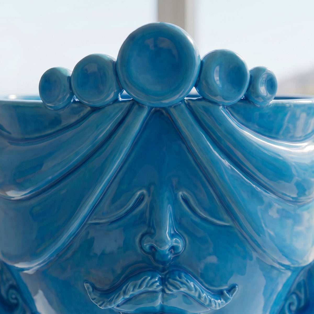 Testa Zahira h 30 cm - Uomo, Turchese | Ceramica Caltagirone
