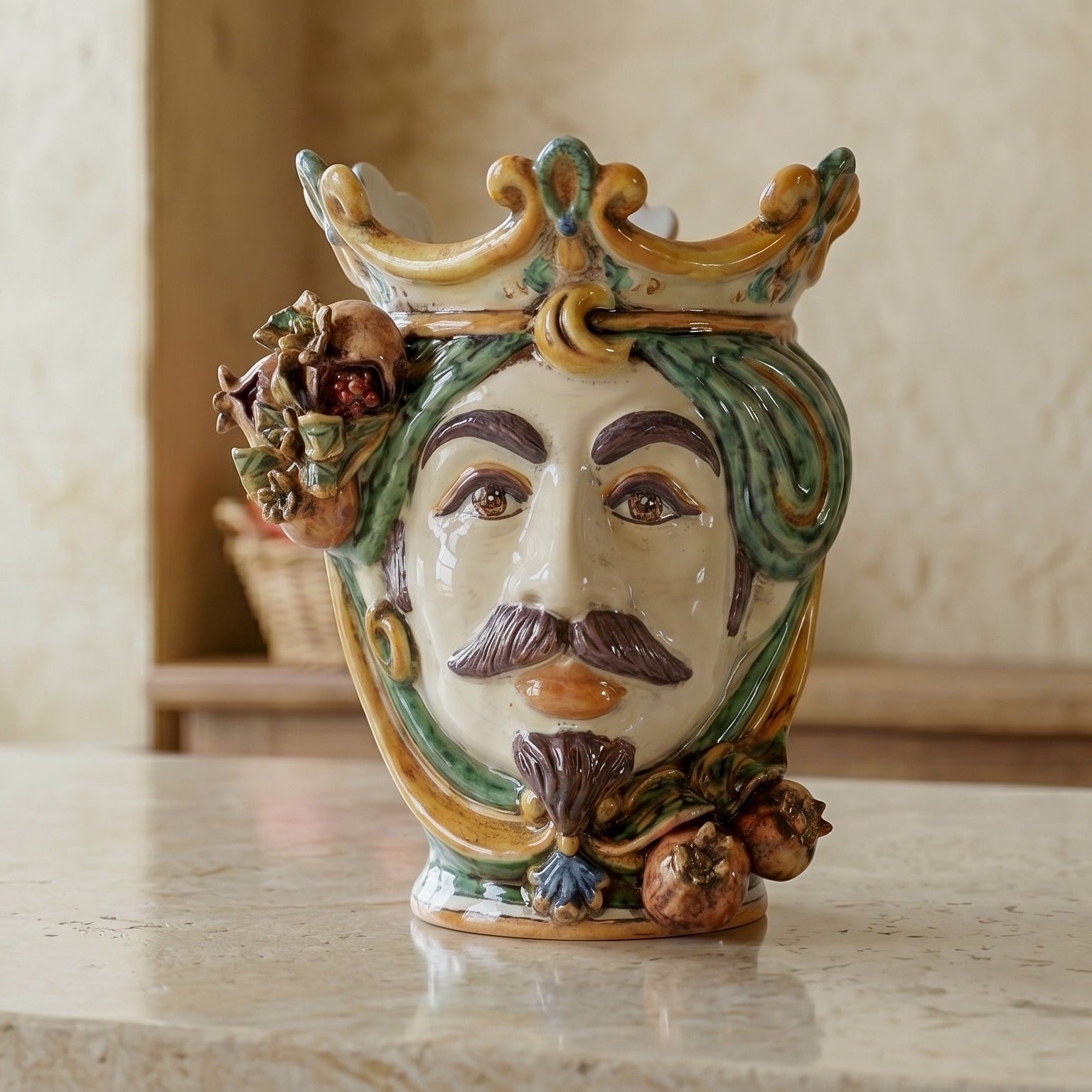 Testa h 25 melograni verde/arancio maschio bianco