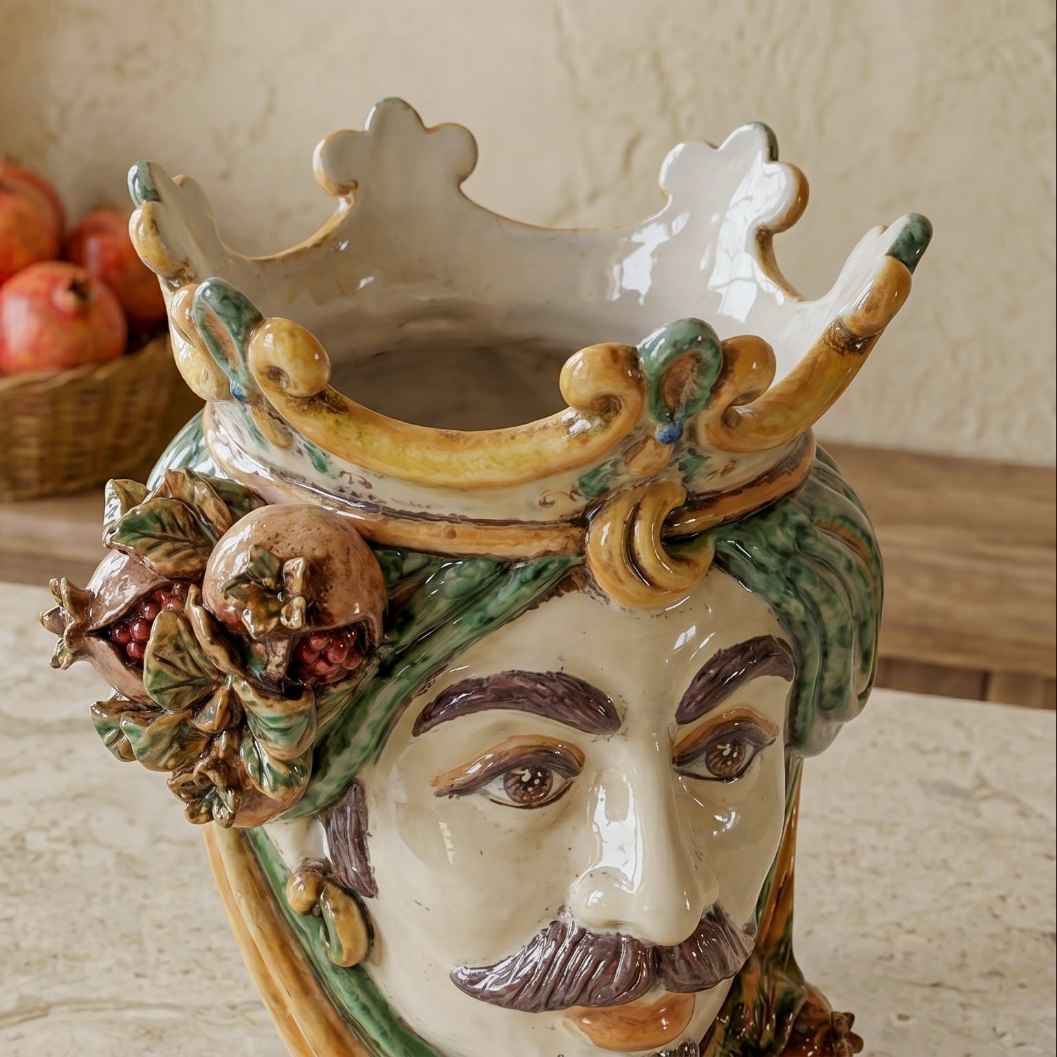 Testa h 25 melograni verde/arancio maschio bianco