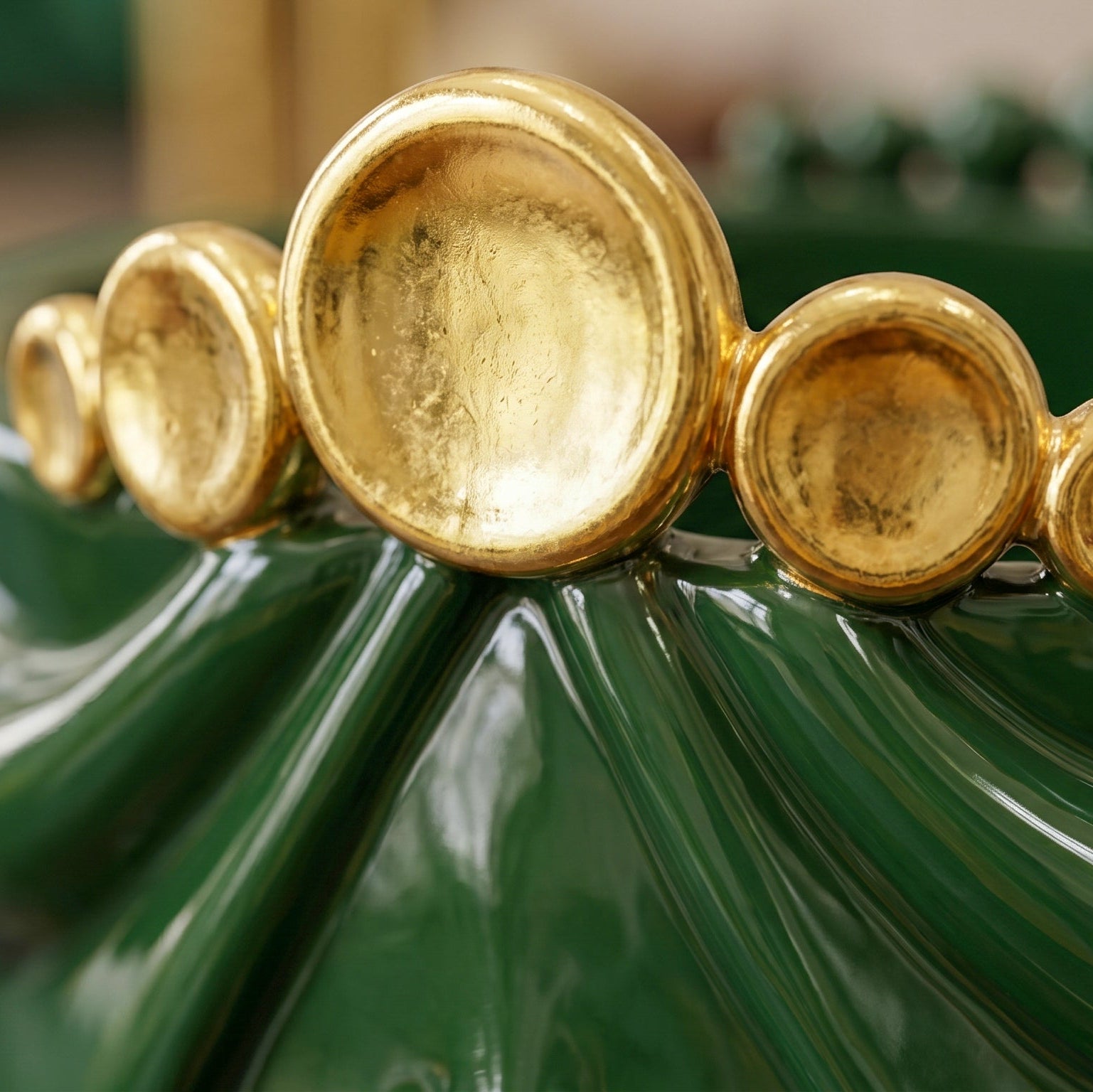 Testa Zahira h 30 cm - Donna, Verde e Oro | Ceramica Caltagirone