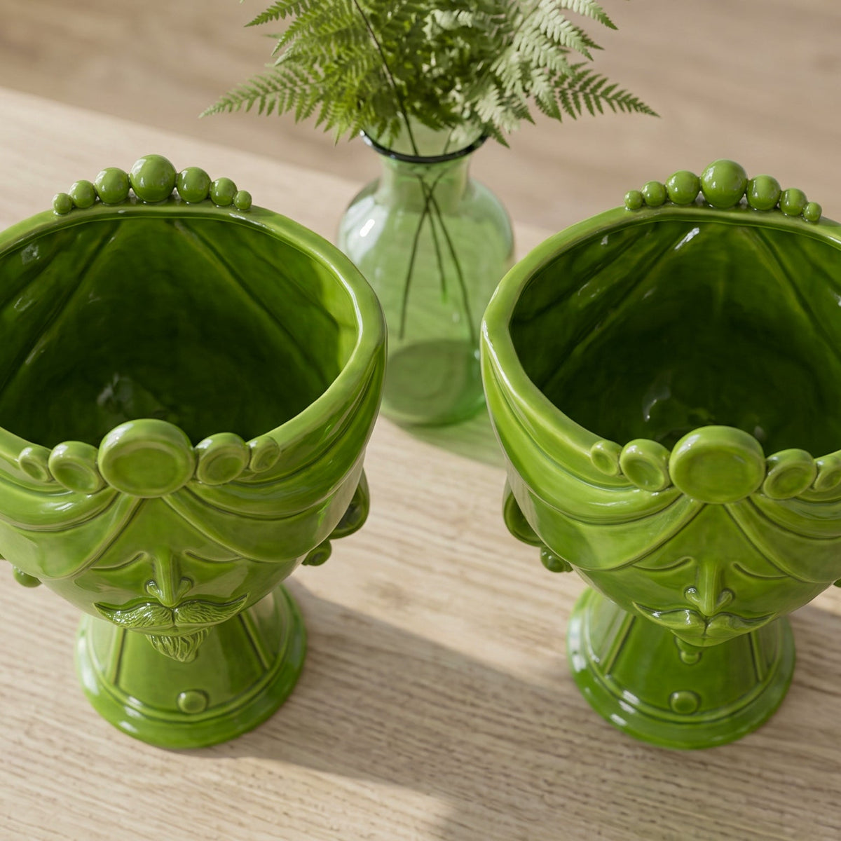 Testa Zahira h 30 cm - Donna, Verde Foglia | Ceramica Caltagirone