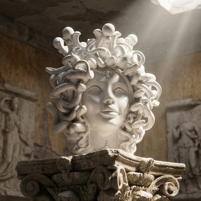 Testa Medusa h 38 cm — White Line | Ceramica di Caltagirone