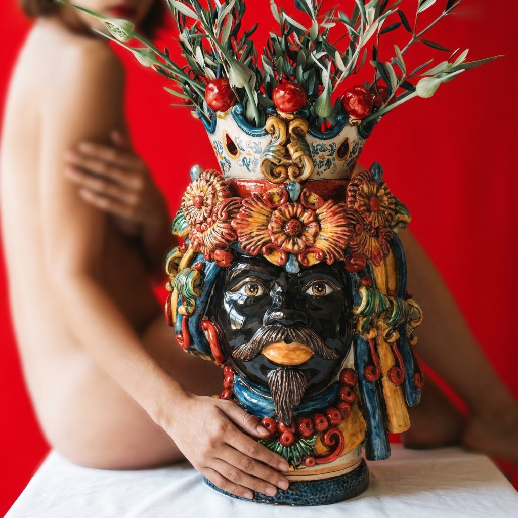 Testa h 50 c/turbante decoro sicily maschio moro