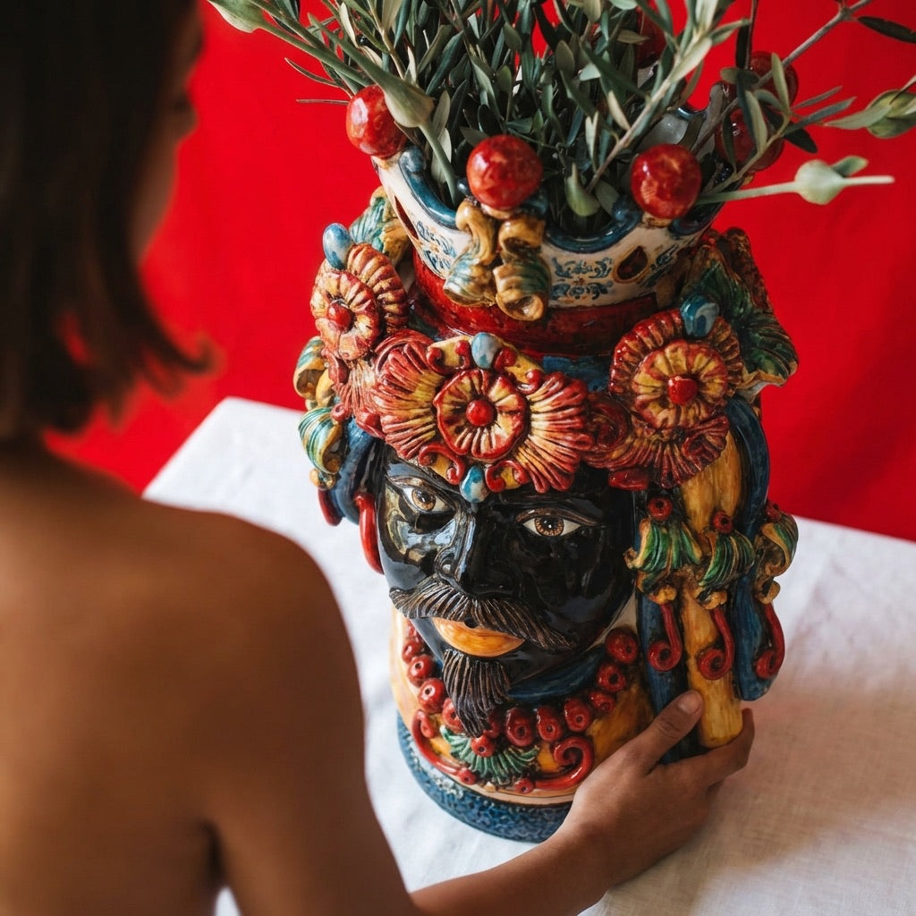 Testa h 50 c/turbante decoro sicily maschio moro