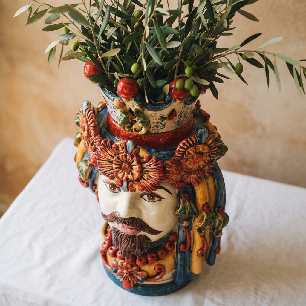 Testa h 50 c/turbante decoro sicily maschio bianco