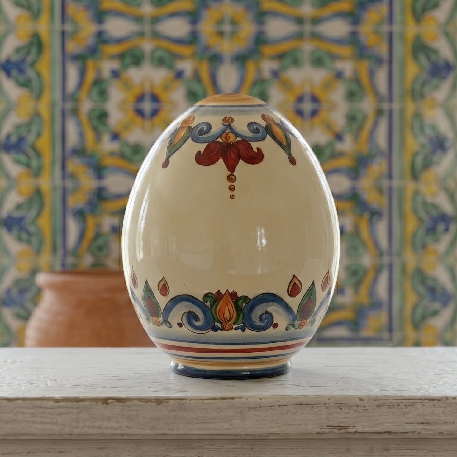 Uovo Decorativo in Ceramica di Caltagirone — Decoro Sicily