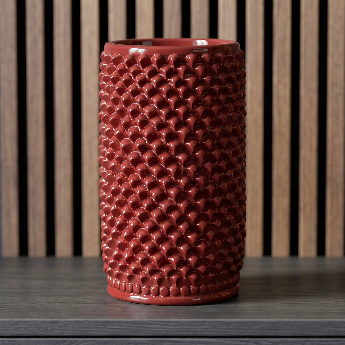 Vaso Pigna Cilindro h 35 cm - Bordeaux  | Ceramica Caltagirone