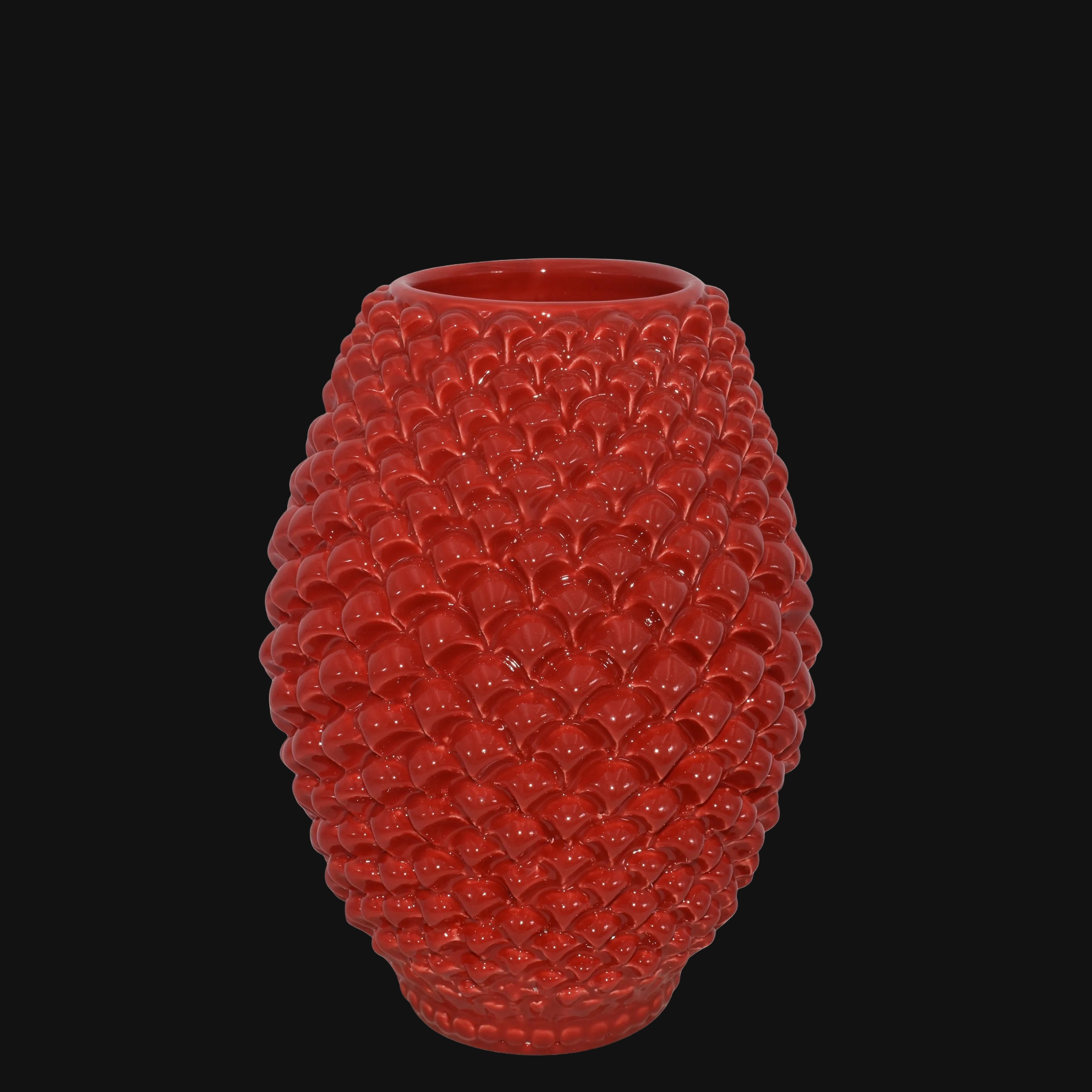 Vaso Pigna Botte in Ceramica di Caltagirone — Rosso Fuoco
