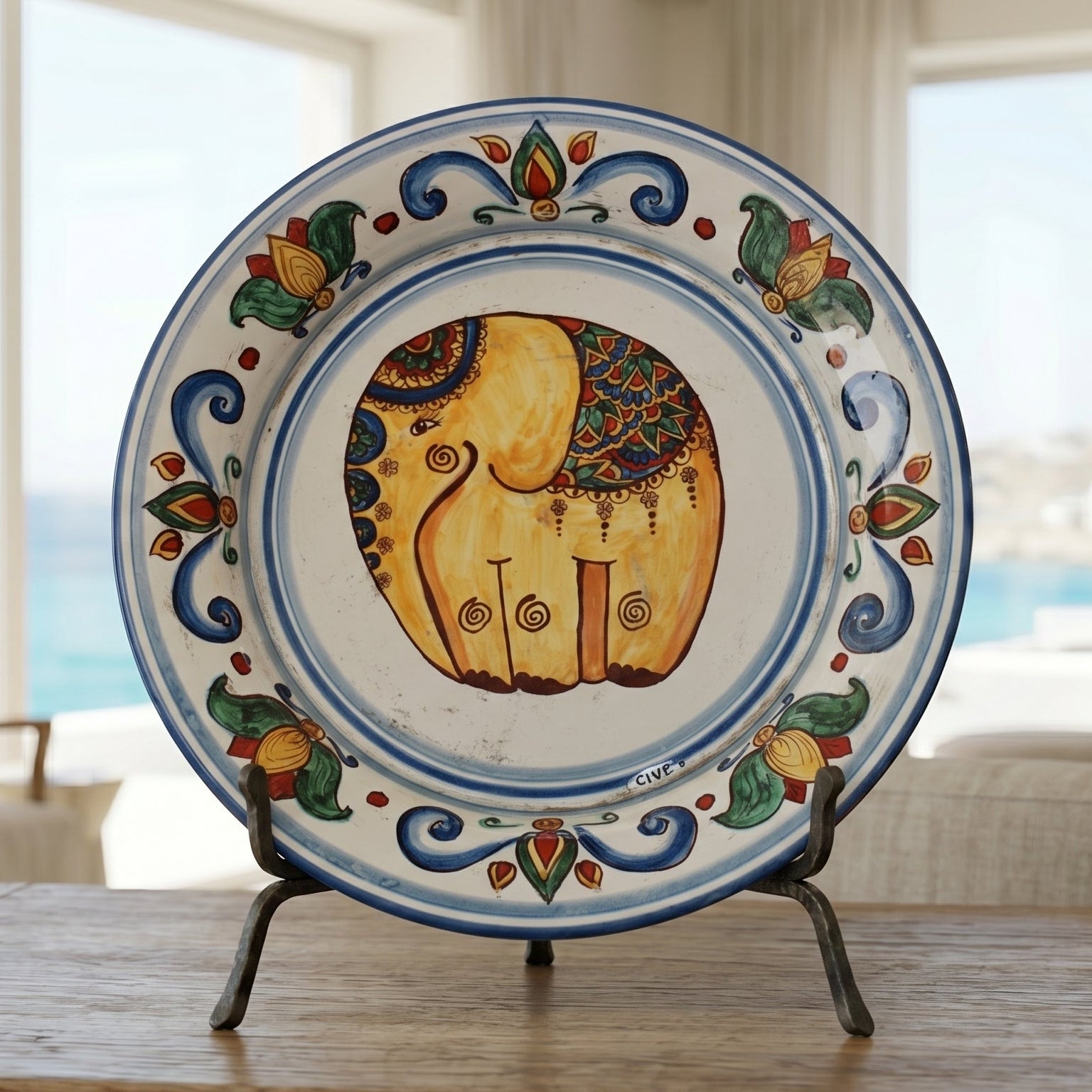 Fangotto Decoro Elefante in ceramica di Caltagirone