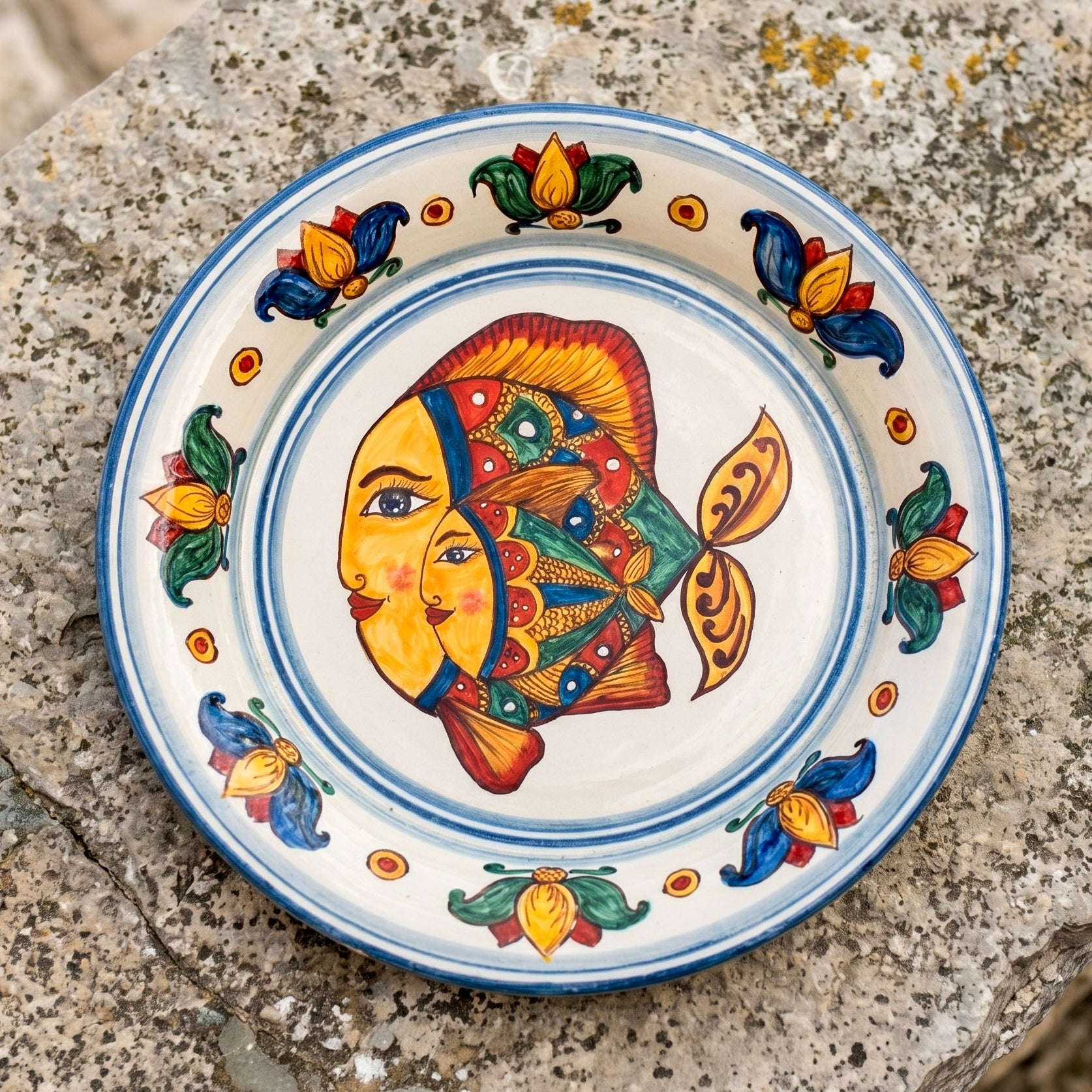 Fangotto in ceramica di Caltagirone - Decoro Pesci