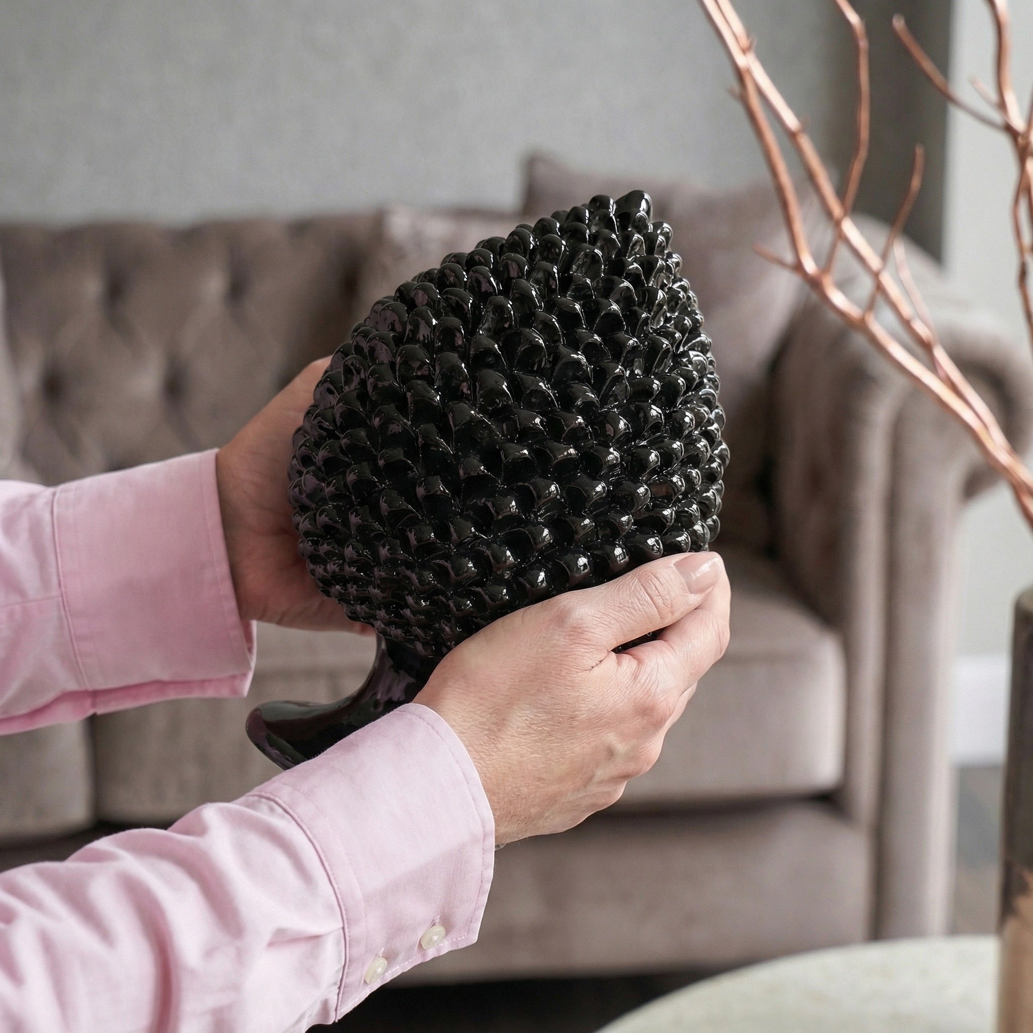 Pigna artigianale di Caltagirone modellata a mano altezza 15/40 Black Line